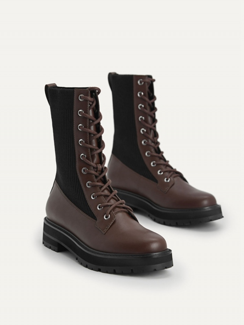 Dark Brown Women's Pedro Chunky Boots | LSTGQM-809