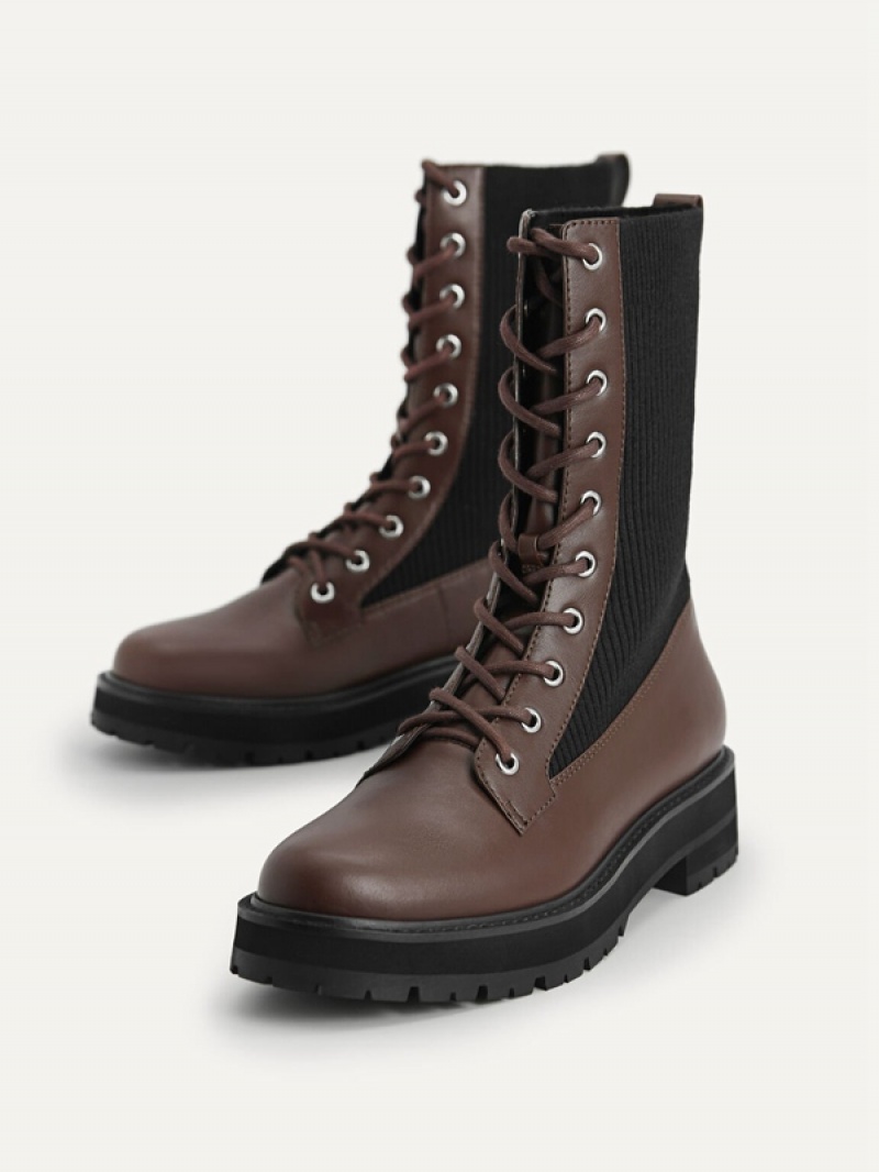 Dark Brown Women's Pedro Chunky Boots | LSTGQM-809