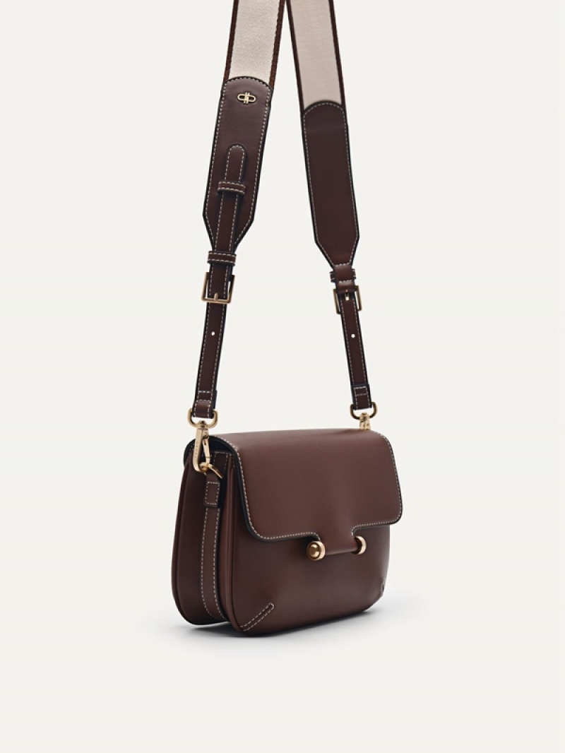 Dark Brown Women's Pedro Yasmin Shoulder Bags | KVIQRU-615