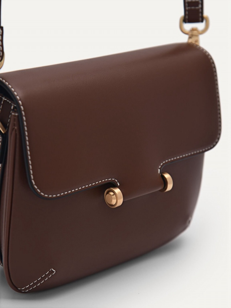 Dark Brown Women's Pedro Yasmin Shoulder Bags | KVIQRU-615