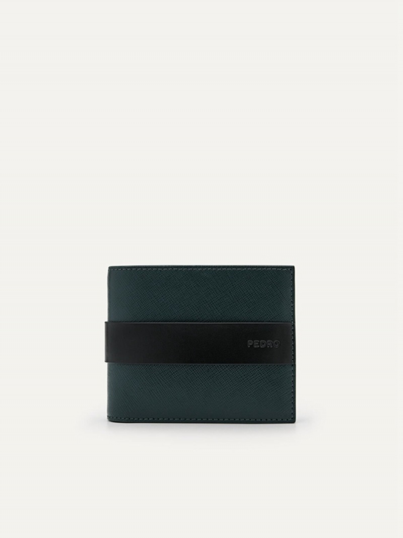 Dark Green Men\'s Pedro Embossed Leather Flip Bifold Wallet | WNVQFU-613