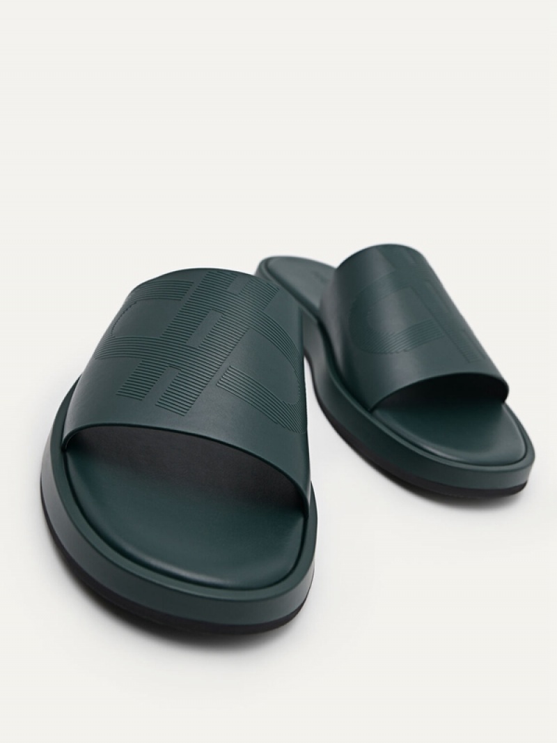 Dark Green Men's Pedro Icon Slides | MYVCRF-601