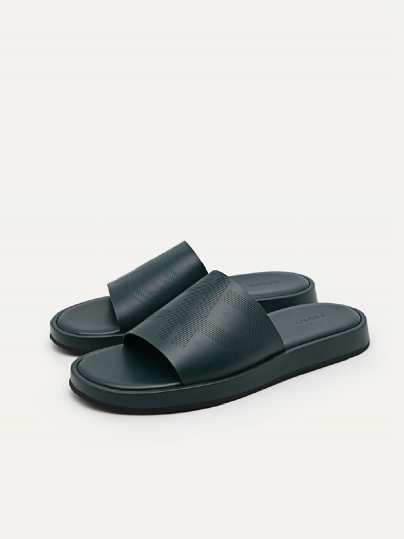 Dark Green Men's Pedro Icon Slides | MYVCRF-601