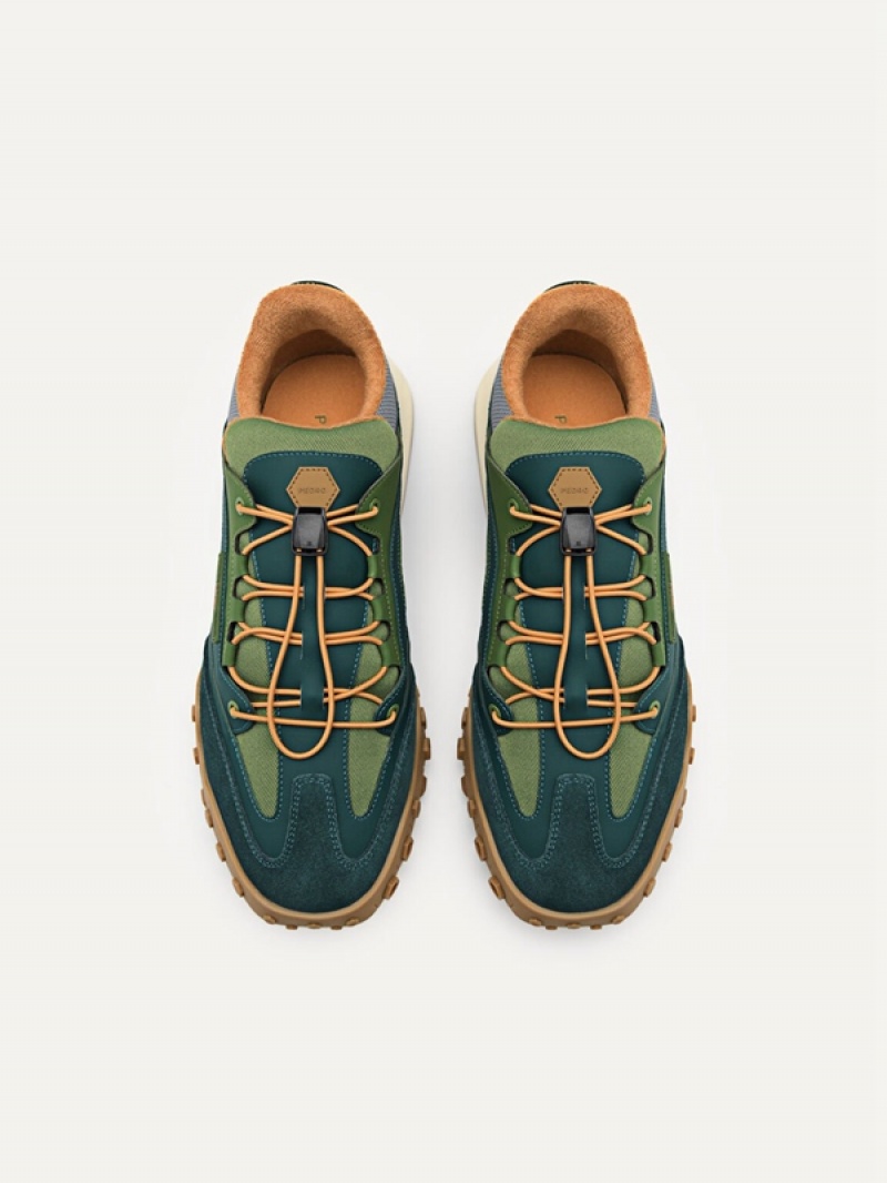 Dark Green Men's Pedro Node Sneakers | UHJKTB-642