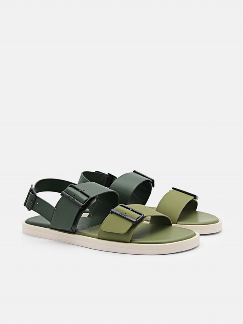 Dark Green Men's Pedro Ripley Backstrap Strap Sandals | WSGBHF-536