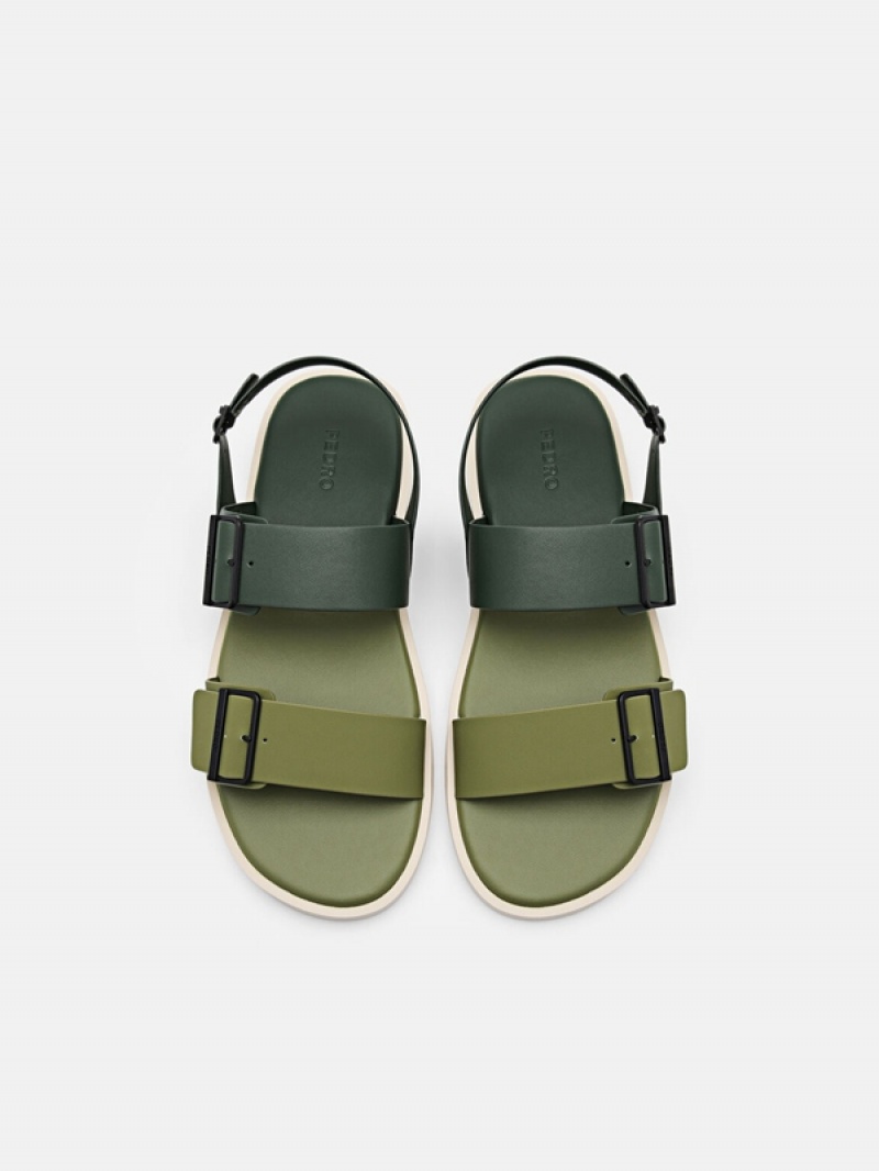 Dark Green Men's Pedro Ripley Backstrap Strap Sandals | WSGBHF-536