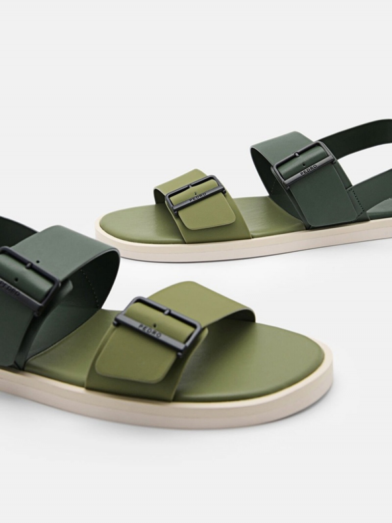 Dark Green Men's Pedro Ripley Backstrap Strap Sandals | WSGBHF-536