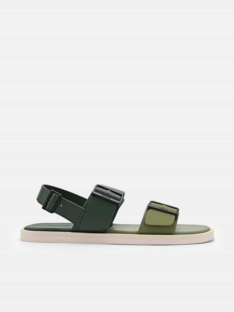 Dark Green Men\'s Pedro Ripley Backstrap Strap Sandals | WSGBHF-536