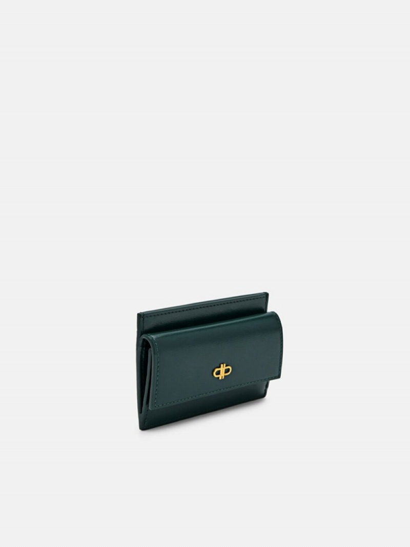 Dark Green Women's Pedro Icon Leather Card Holder | KVYOQA-807