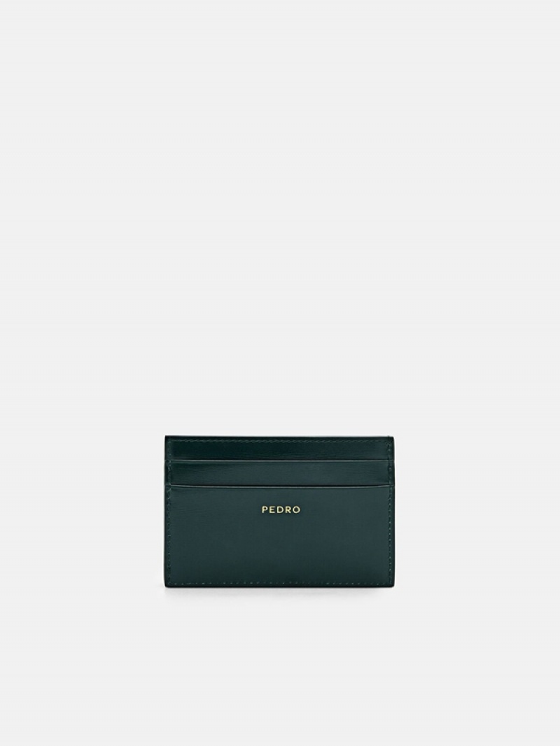 Dark Green Women's Pedro Icon Leather Card Holder | KVYOQA-807