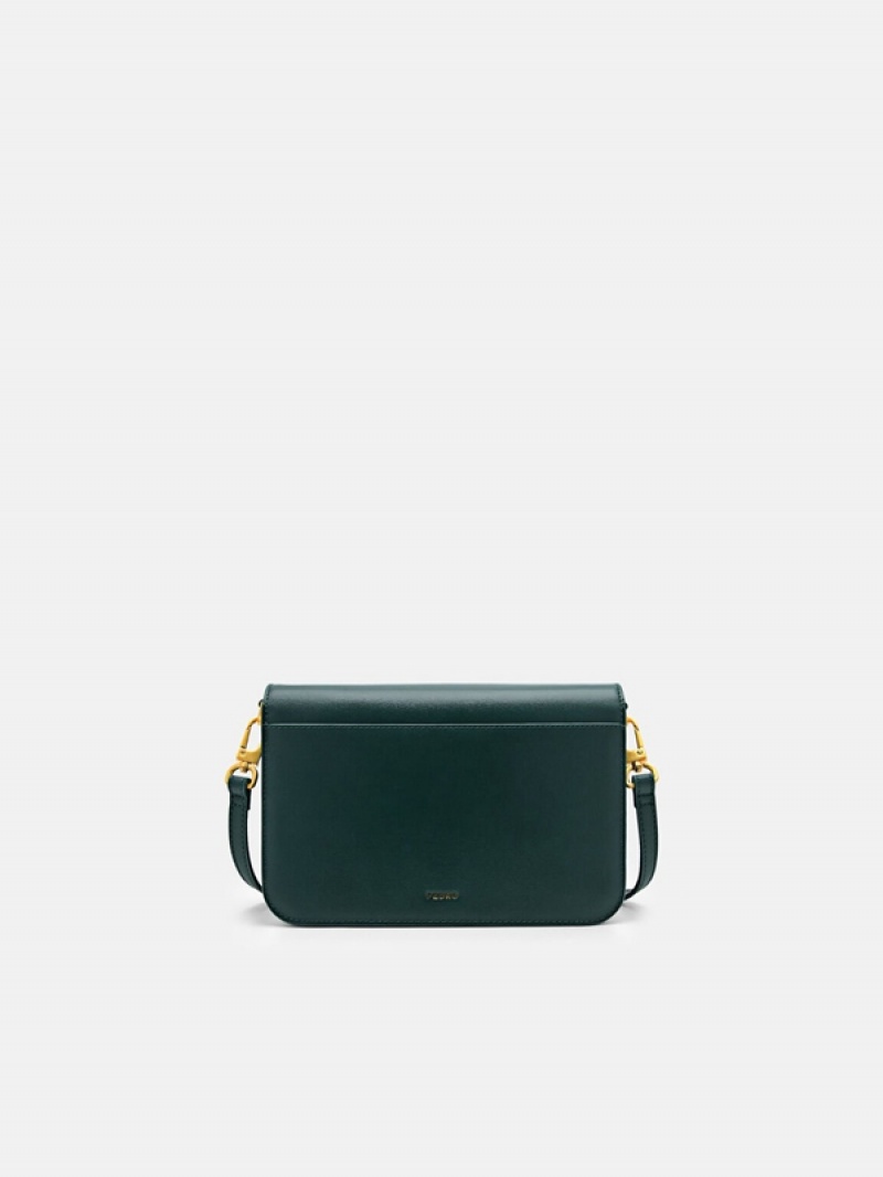 Dark Green Women's Pedro Studio Pixel Leather Shoulder Bags | CUBOJK-439