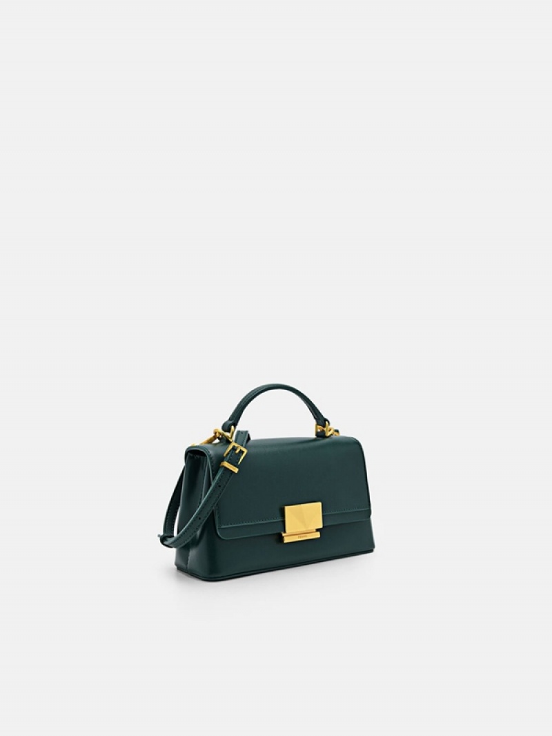 Dark Green Women's Pedro Studio Pixel Leather Mini Shoulder Bags | QLBOSI-309