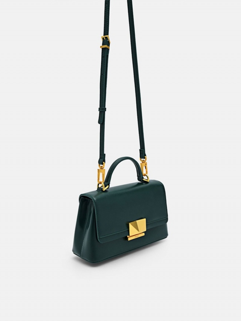 Dark Green Women's Pedro Studio Pixel Leather Mini Shoulder Bags | QLBOSI-309