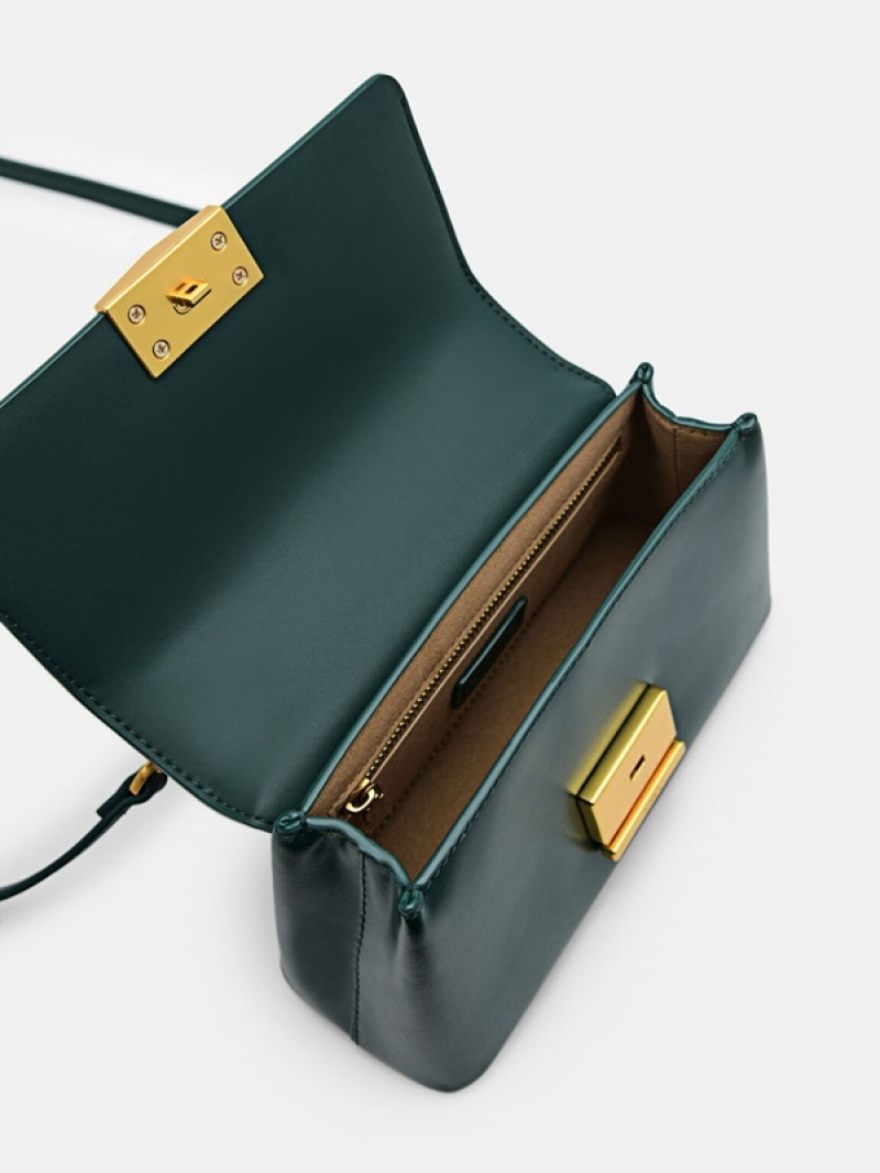 Dark Green Women's Pedro Studio Pixel Leather Mini Shoulder Bags | QLBOSI-309