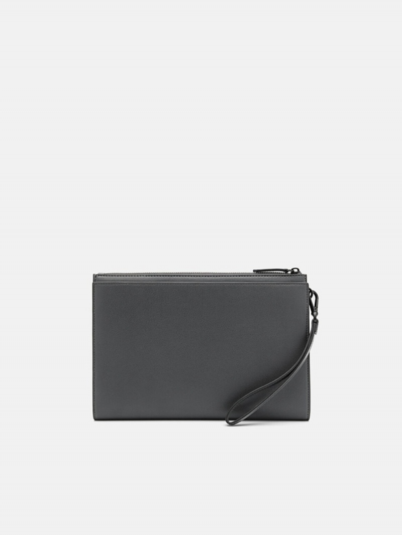 Dark Grey Men's Pedro Adrian Clutch Bag | ZUQKOV-739