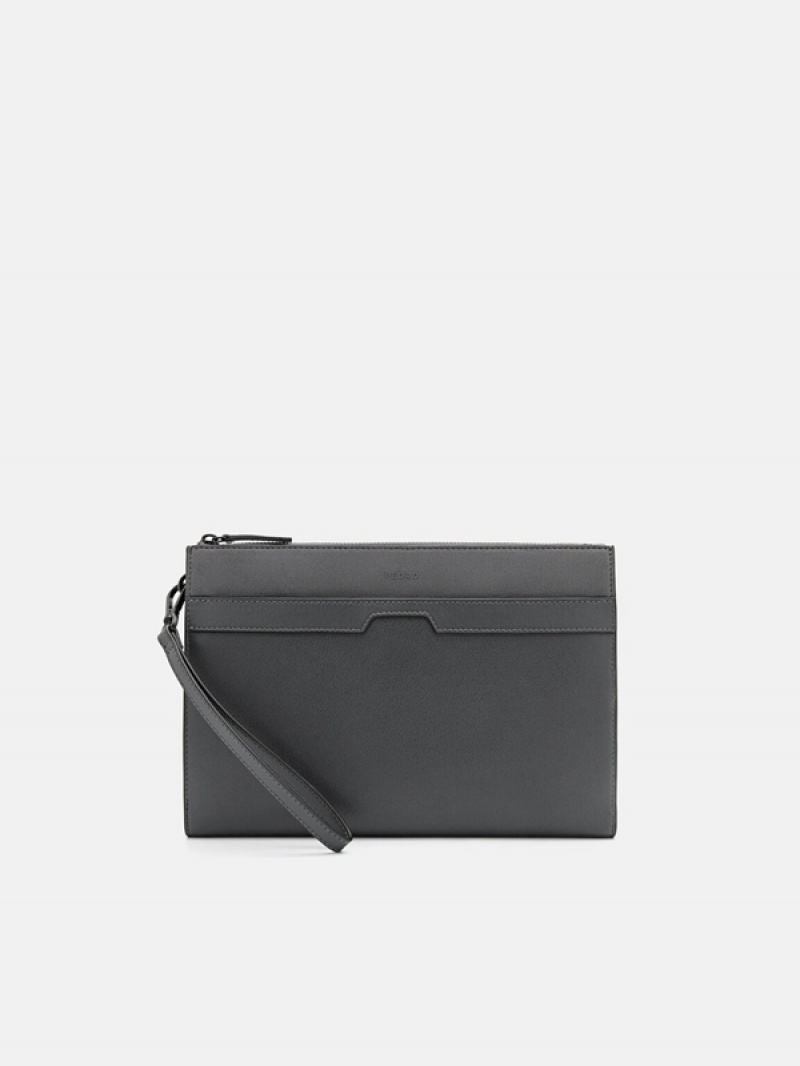 Dark Grey Men\'s Pedro Adrian Clutch Bag | ZUQKOV-739