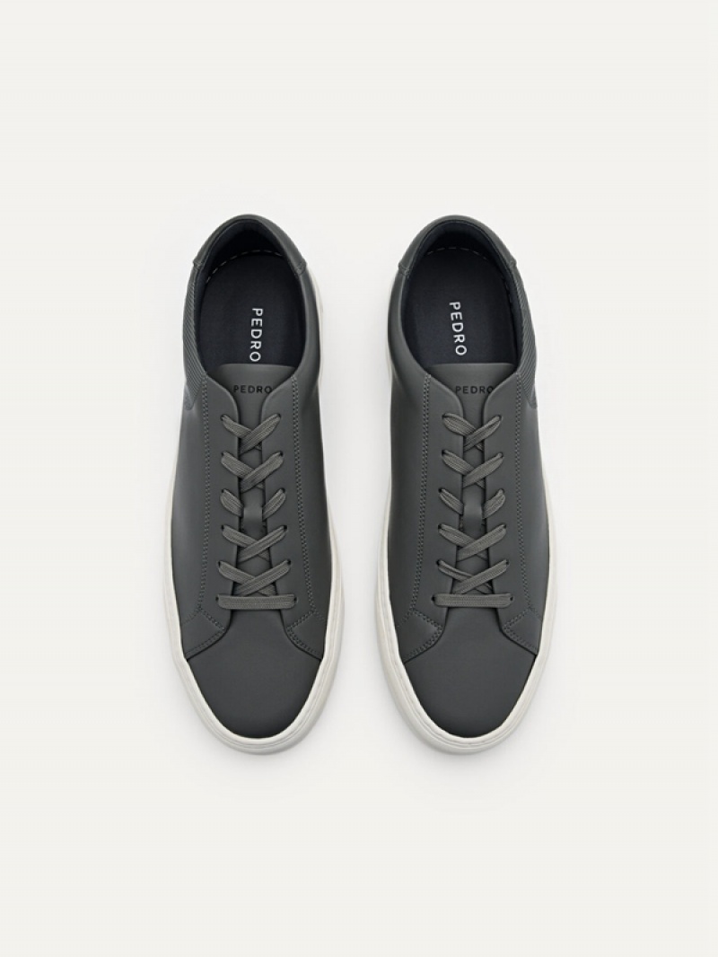 Dark Grey Men's Pedro Icon Ridge Court Sneakers | LSRHUB-274