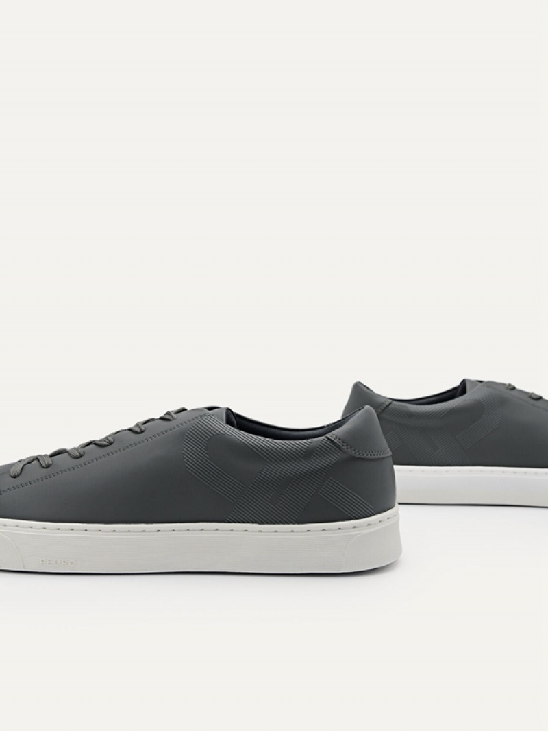 Dark Grey Men's Pedro Icon Ridge Court Sneakers | LSRHUB-274