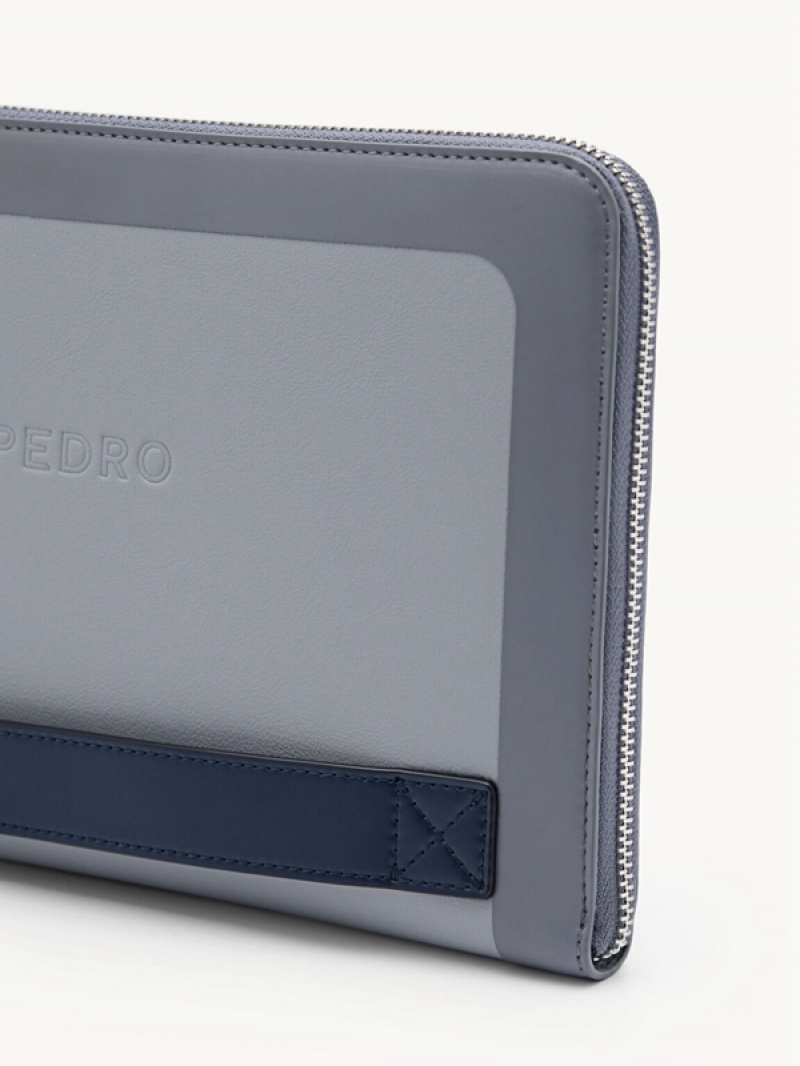 Dark Grey Men's Pedro Microfiber Clutch Bag | ZGUHVF-849