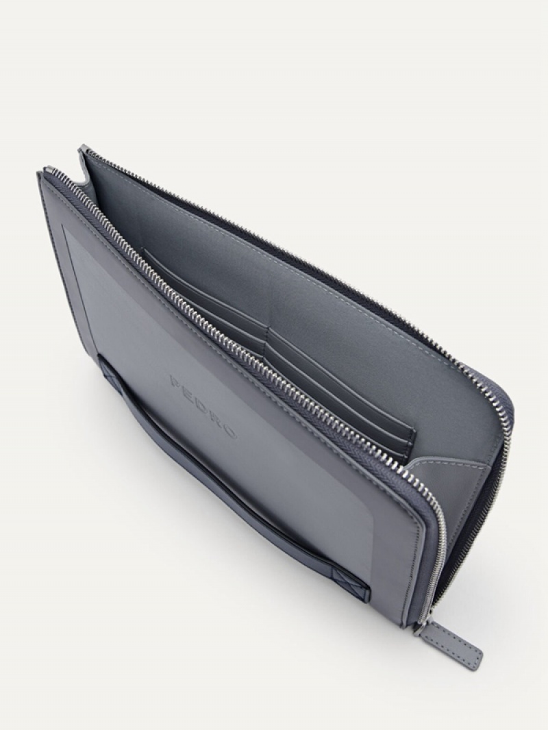 Dark Grey Men's Pedro Microfiber Clutch Bag | ZGUHVF-849