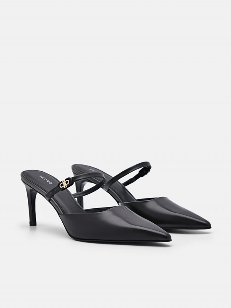 Dark Grey Women's Pedro Icon Leather Pumps | MKFVXO-108