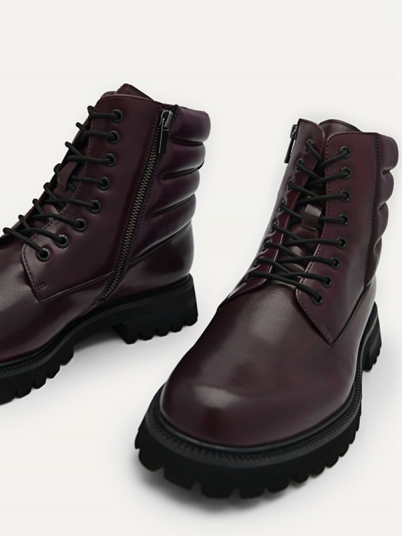 Dark Purple Men's Pedro Jay Leather Boots | CHWVAF-905