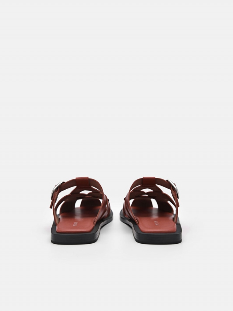 Dark Red Women's Pedro Eden Caged Sandals | OWRJPB-320