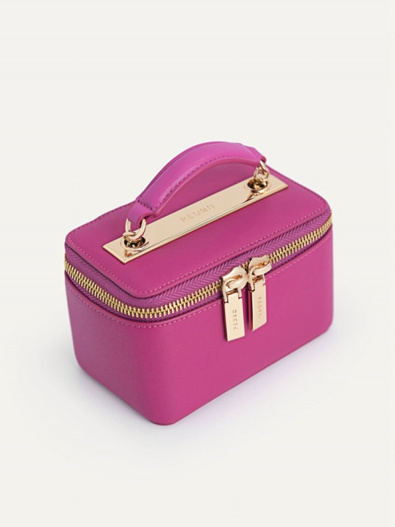 Fuchsia Women's Pedro Leather Mini Vanity Cases | SPJKAZ-063