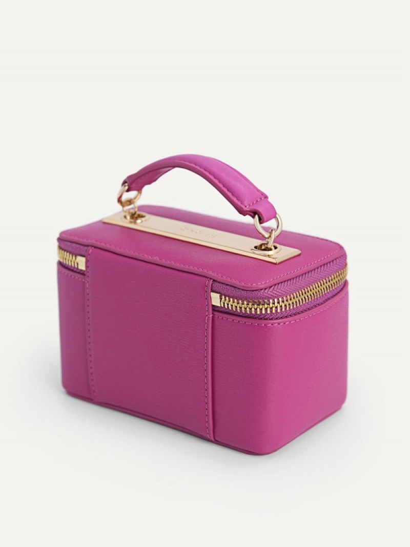 Fuchsia Women's Pedro Leather Mini Vanity Cases | SPJKAZ-063