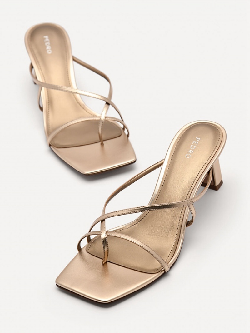 Gold Women's Pedro Gwyneth Heels Sandals | WYVHBC-921