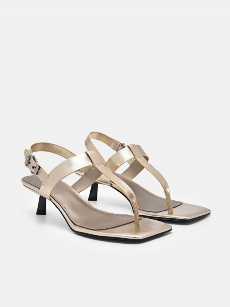 Gold Women's Pedro Helix Heels Sandals | GTAZIH-798