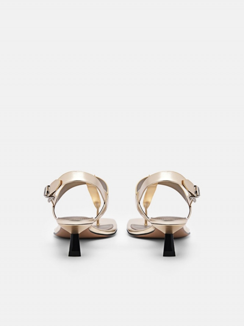 Gold Women's Pedro Helix Heels Sandals | GTAZIH-798