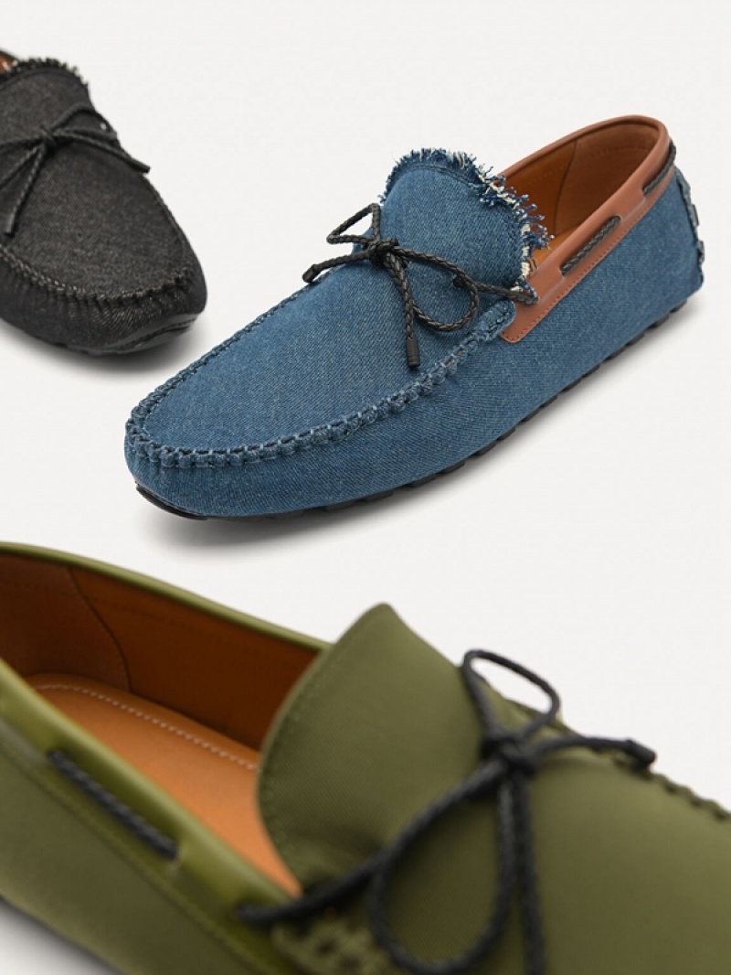 Green Men's Pedro Bow Moccasins | XCSAOW-247