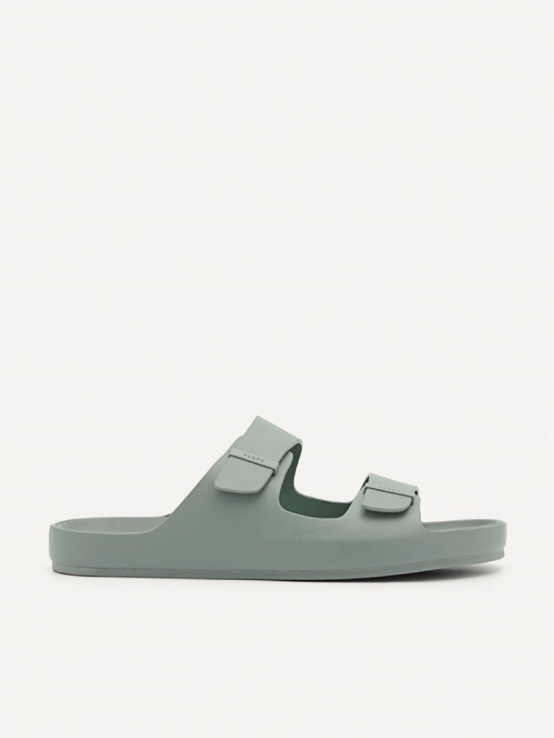 Green Men\'s Pedro Indy Slides | YTZCIO-271