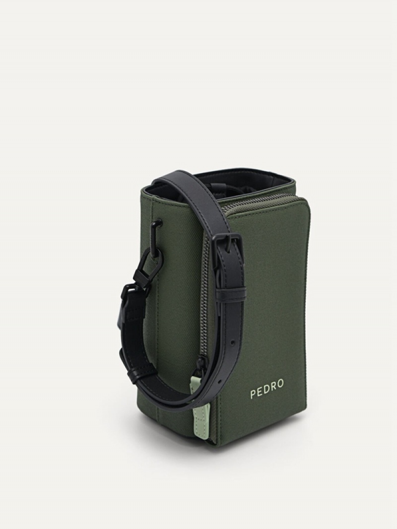 Green Men's Pedro Mini Canvas Crossbody Bag | XHIDBV-049