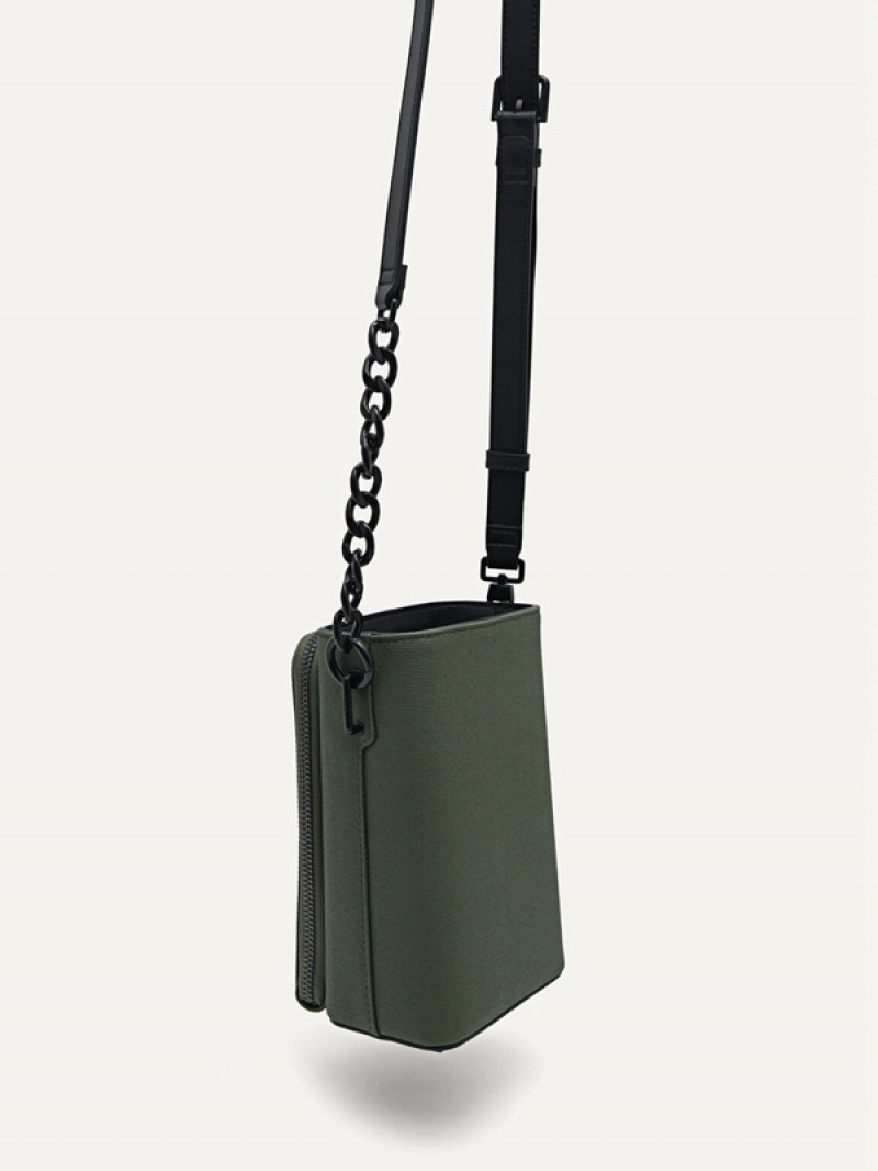 Green Men's Pedro Mini Canvas Crossbody Bag | XHIDBV-049