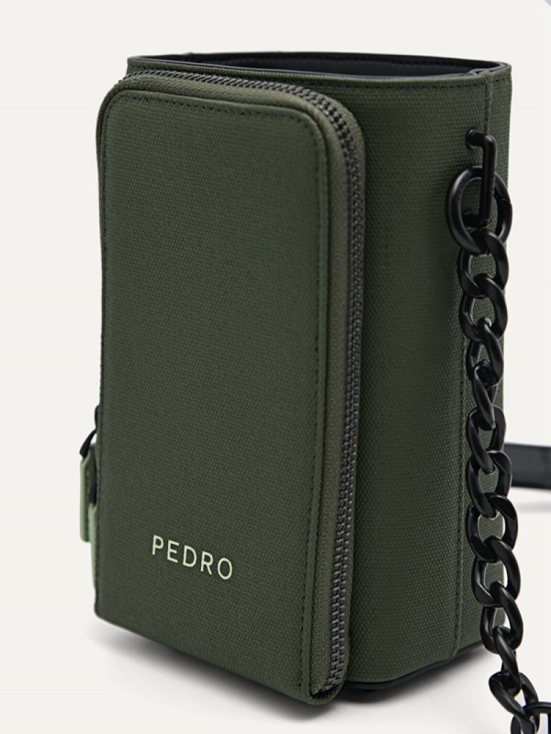 Green Men's Pedro Mini Canvas Crossbody Bag | XHIDBV-049