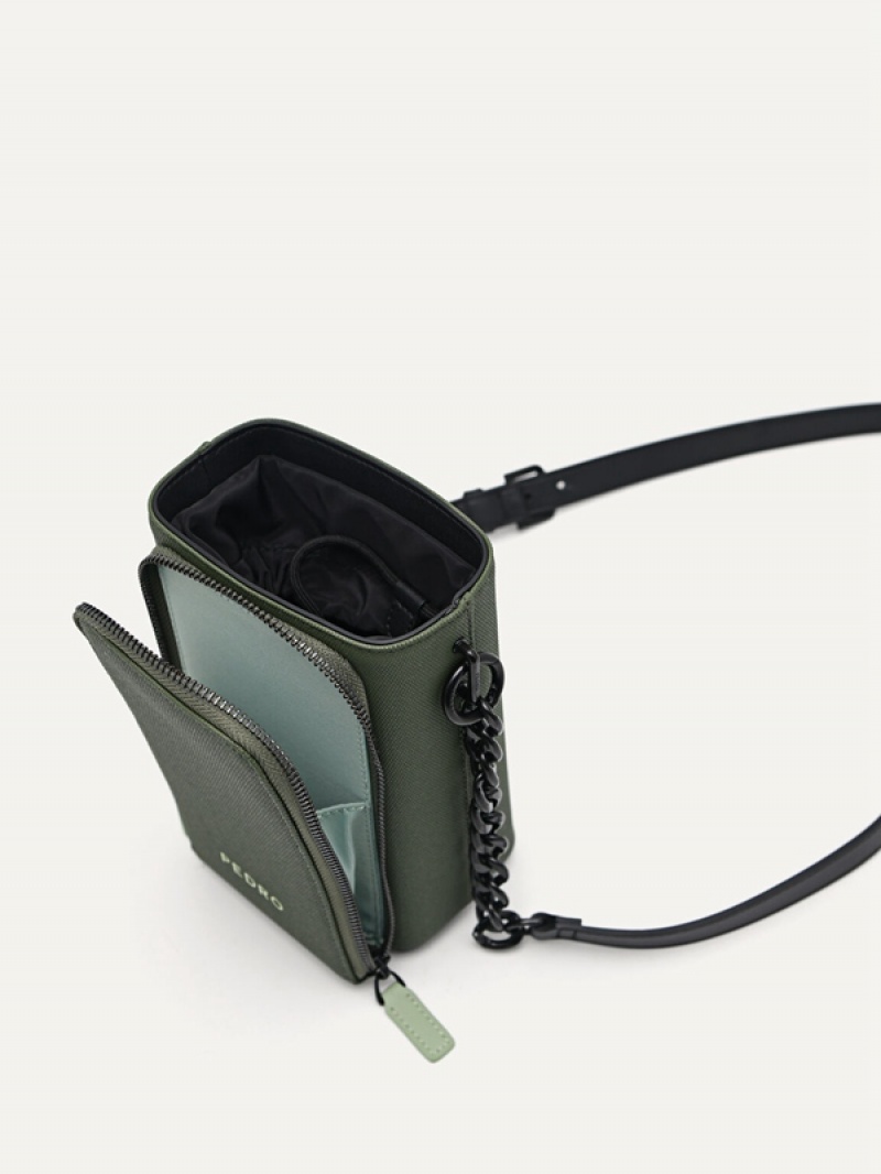 Green Men's Pedro Mini Canvas Crossbody Bag | XHIDBV-049