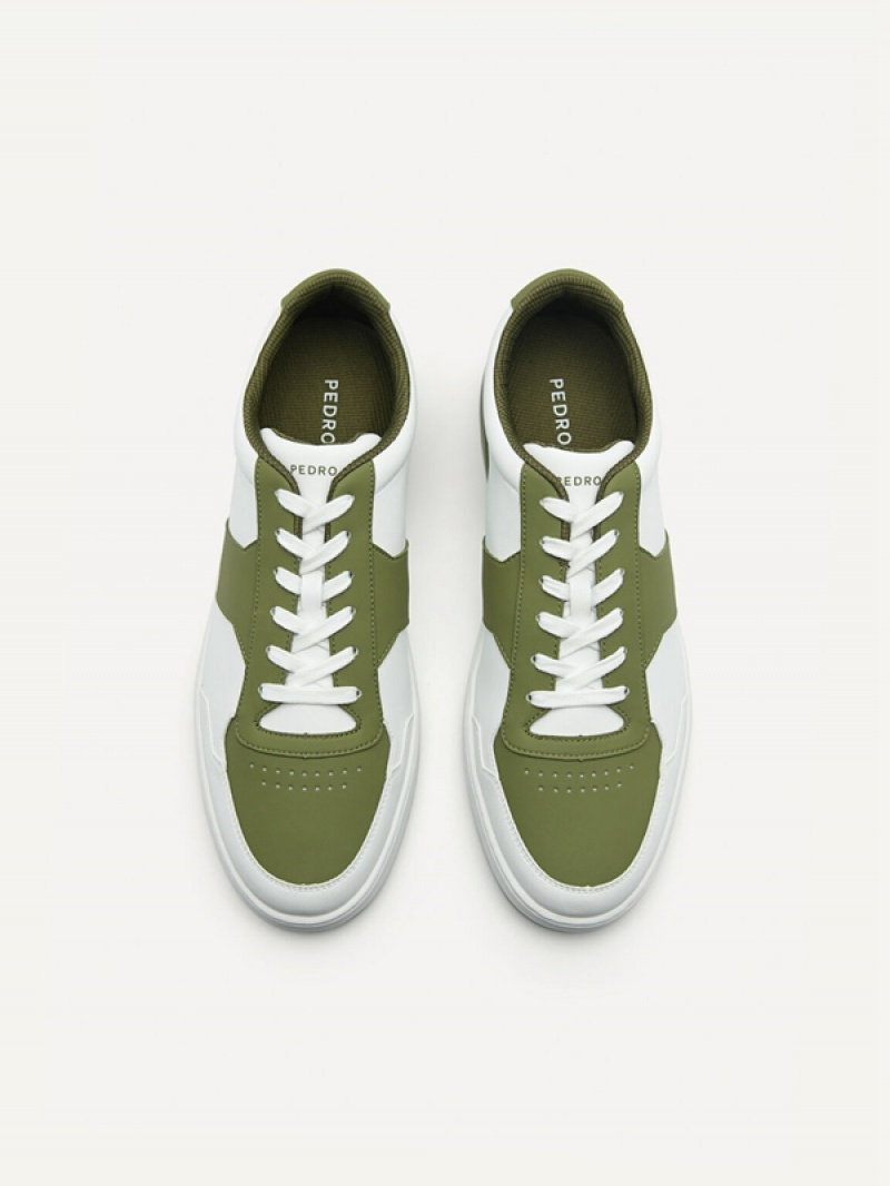 Green Men's Pedro Mono Stride Court Sneakers | MHUTBS-738