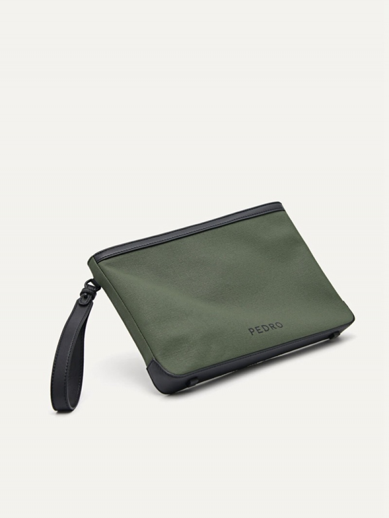 Green Men's Pedro Monochrome Clutch Bag | WPJRGL-086