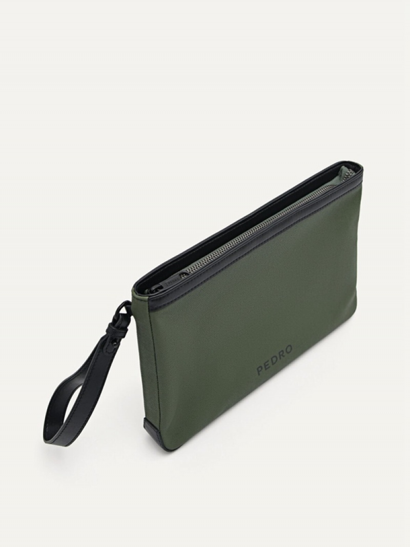 Green Men's Pedro Monochrome Clutch Bag | WPJRGL-086