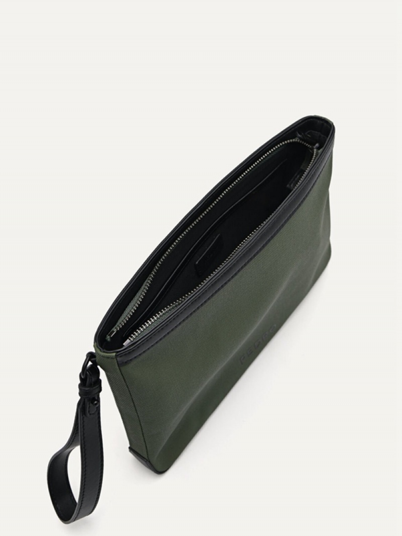 Green Men's Pedro Monochrome Clutch Bag | WPJRGL-086