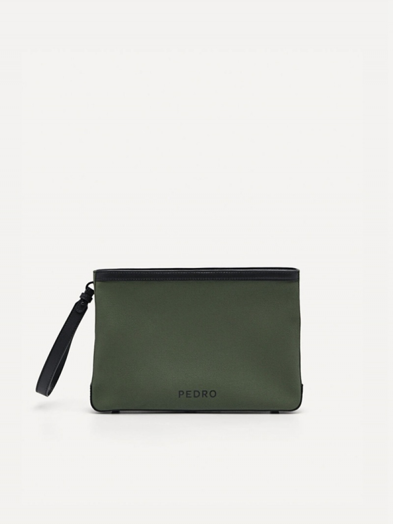 Green Men\'s Pedro Monochrome Clutch Bag | WPJRGL-086