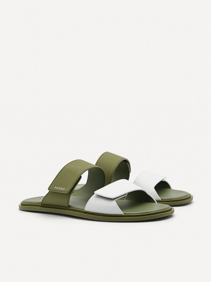 Green Men's Pedro Stride Slides | HSYZQJ-097