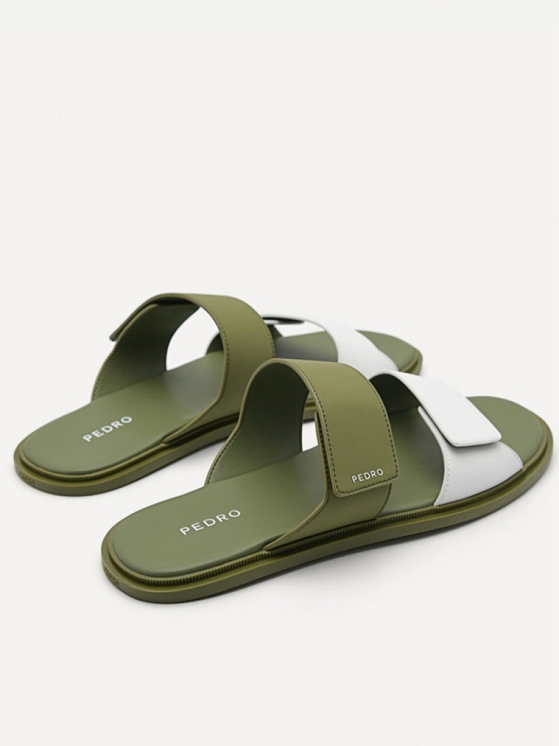 Green Men's Pedro Stride Slides | HSYZQJ-097