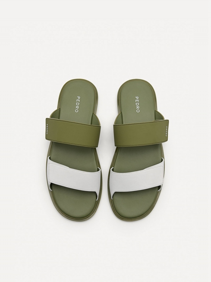 Green Men's Pedro Stride Slides | HSYZQJ-097