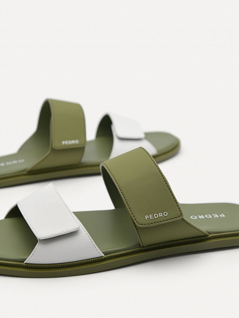 Green Men's Pedro Stride Slides | HSYZQJ-097