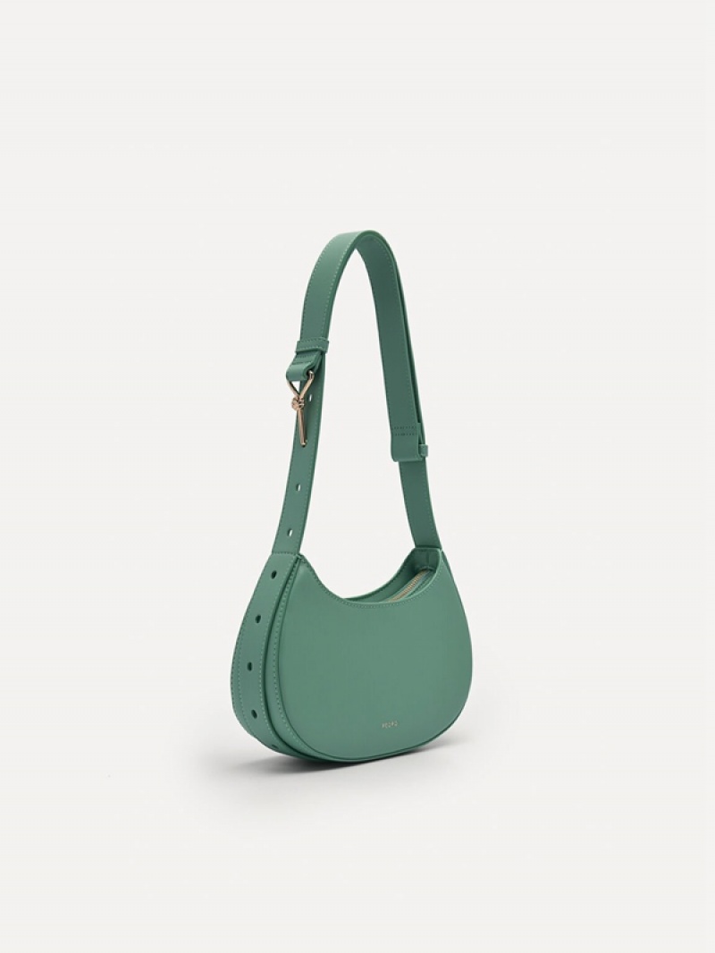 Green Women's Pedro Carolyn Crescent Shoulder Bags | OQXJIM-528