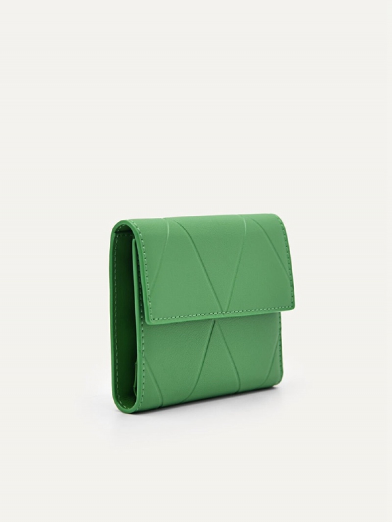 Green Women's Pedro Leather in Pixel Trifold Wallet | ONJTDQ-578