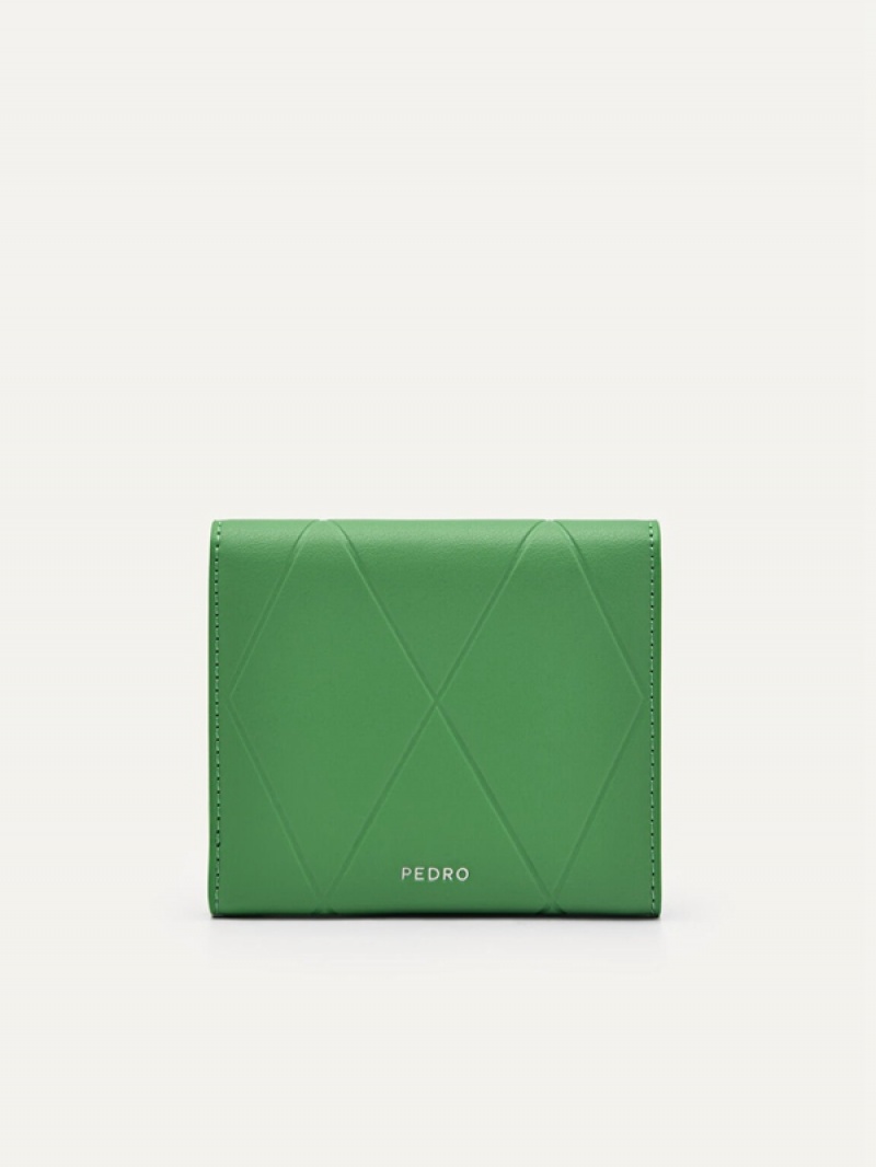 Green Women's Pedro Leather in Pixel Trifold Wallet | ONJTDQ-578